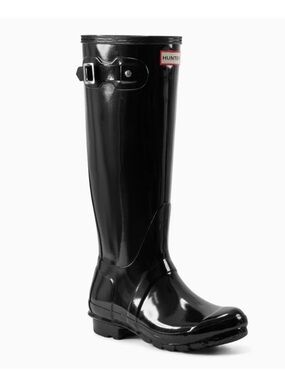 Hunter Original Tall Black Gloss Rain Boots Rubber Waterproof Wellies 8